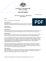 18-11-07 Hunt - Transcript - ABC RN Interview With Fran Kelly