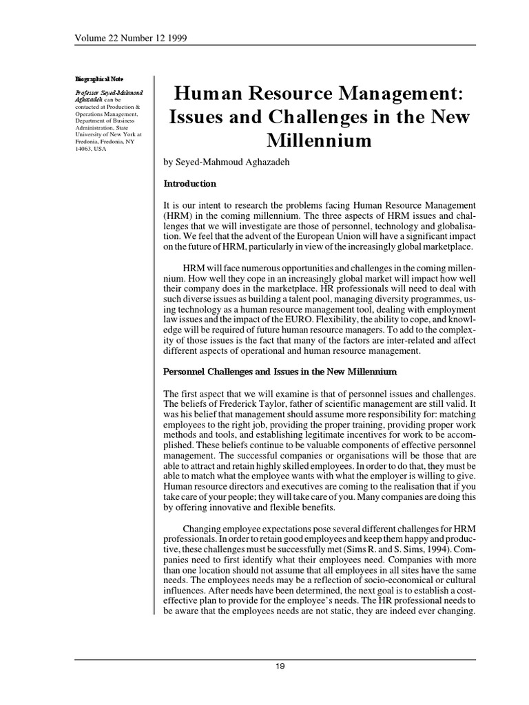 HRM Challenges in the New Millennium | PDF | Human Resource Management ...