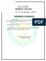 Barangay Clearance Format