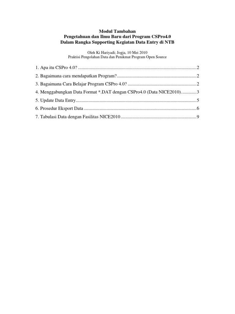 Panduan CSPro 4.0 untuk Data Entry | PDF