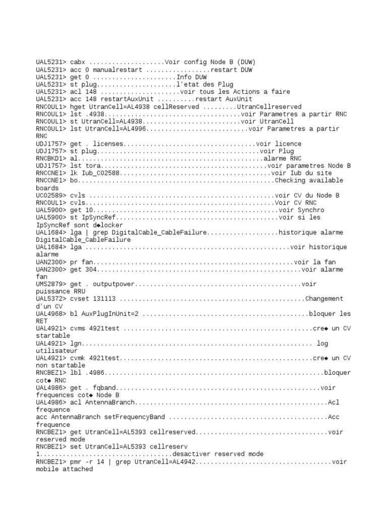Commandes Moshell pour Node B | PDF | Réseaux | Standards de réseaux