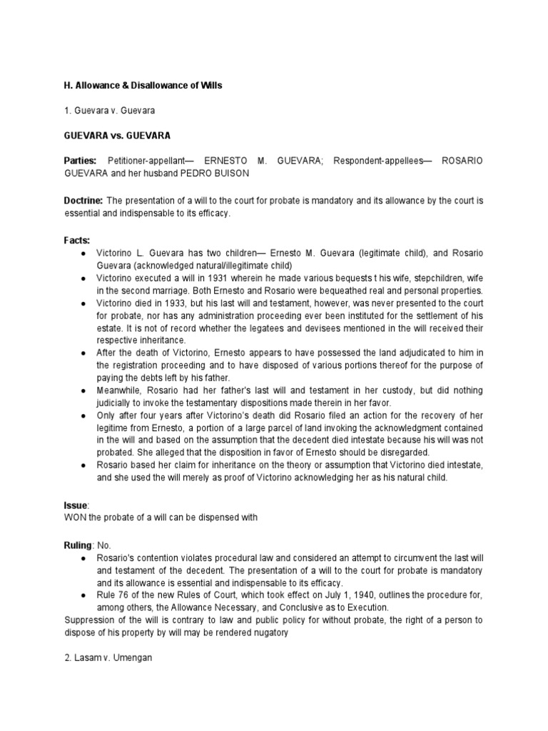 Wills: Probate Requirements and Cases | PDF | Will And Testament | Probate