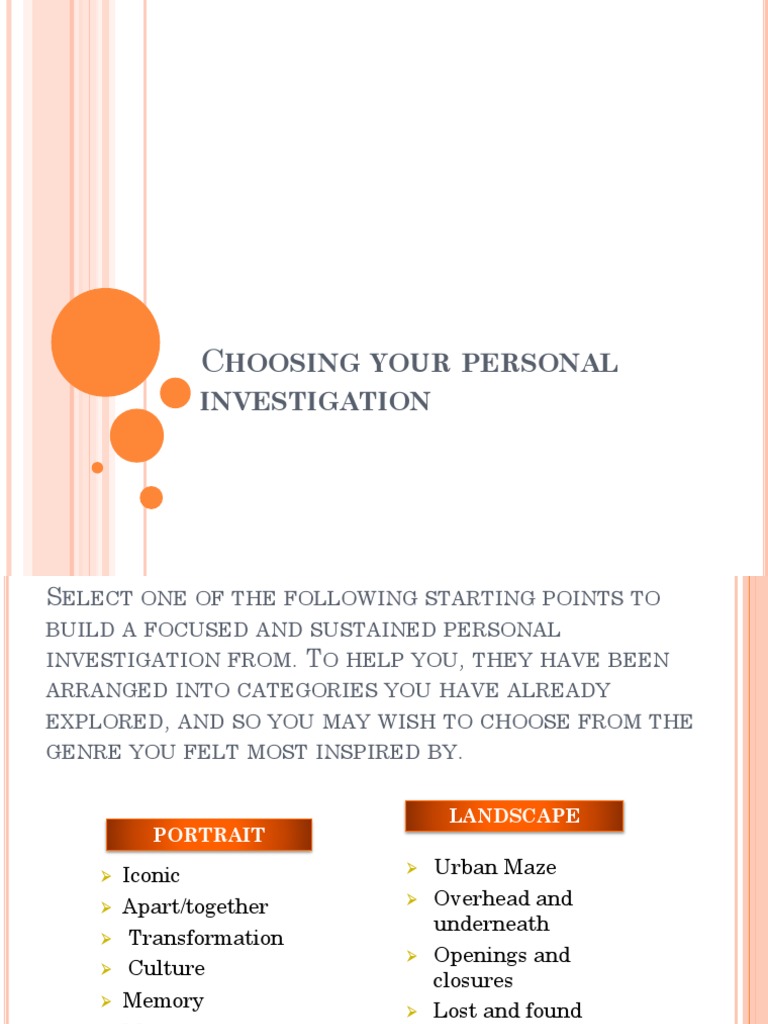 Personal Investigation Themes Guide | PDF | Landscape | Epistemology