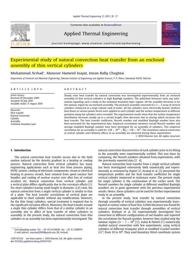 Experimental Study of Natural Convection Heat Transfer From An Enclosed ...