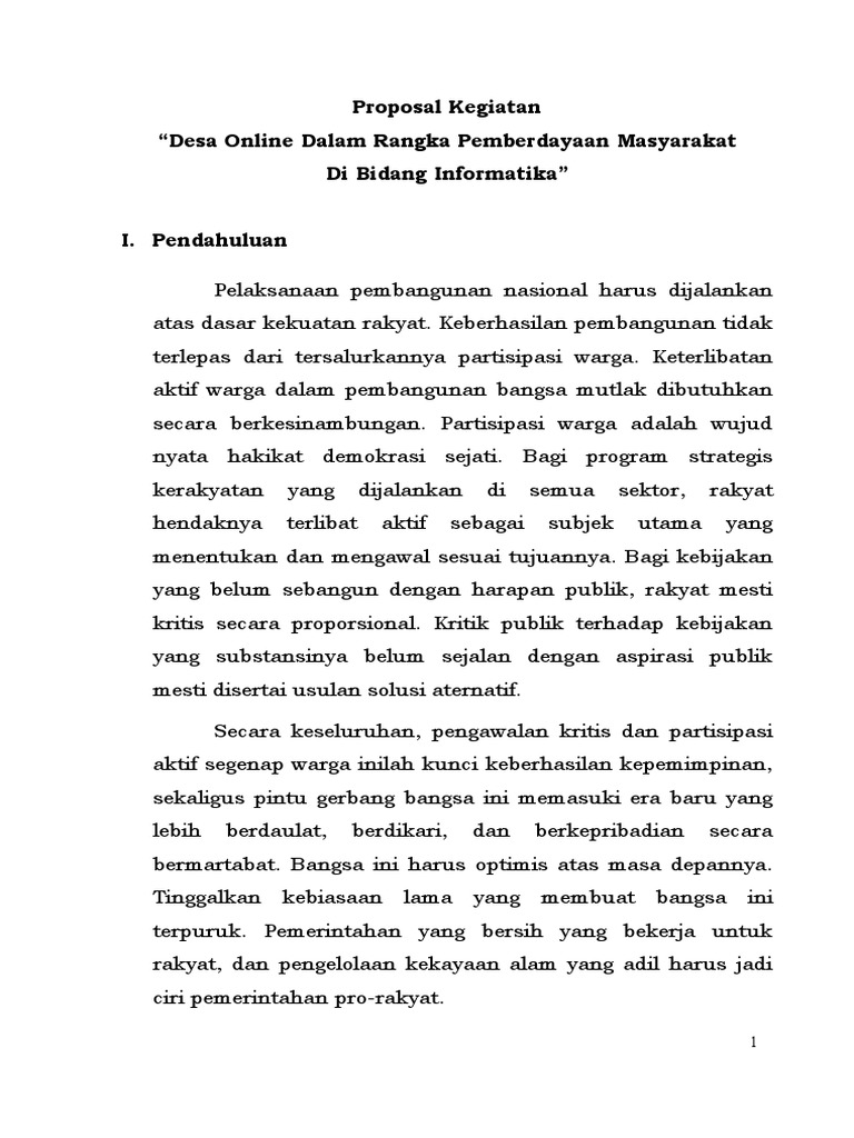 Contoh Proposal Kegiatan Desa Online Doc