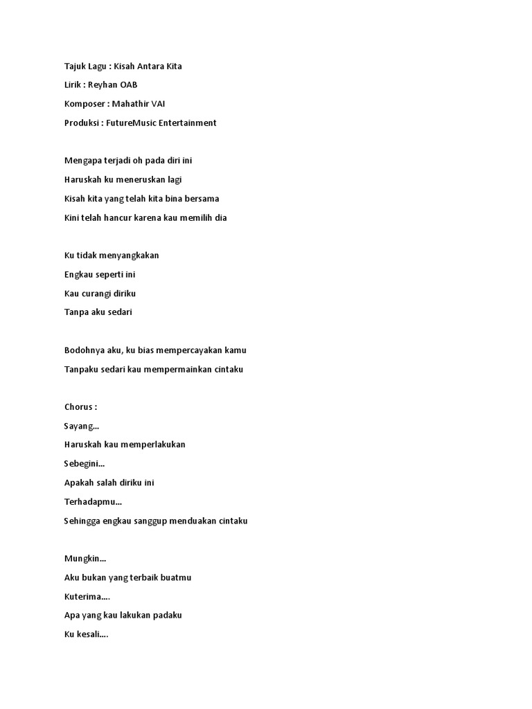 Lirik Lagu Kisah Antara Kita Pdf