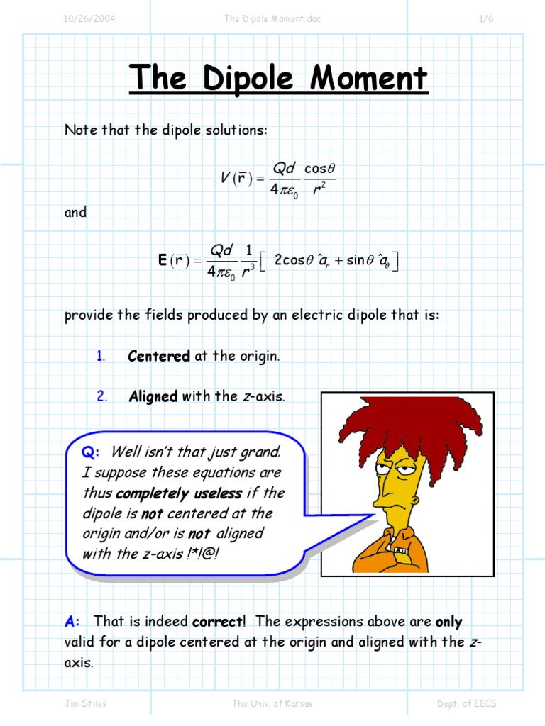 Understanding Electric Dipole Moments | PDF | Dipole | Euclidean Vector