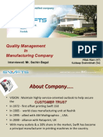 Swift Offsets Company Introduction: Quality Management in Manufacturing Company