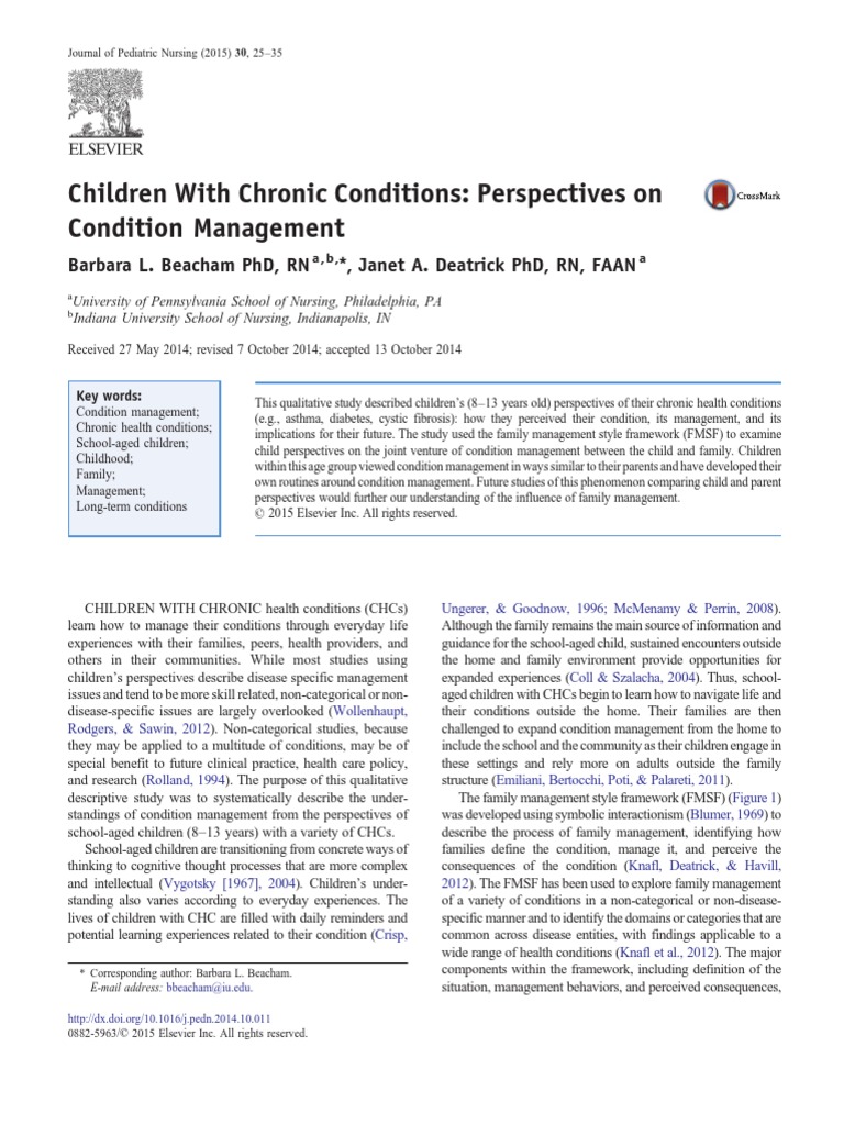 2015 Children With Chronic Conditions Perspectives On Condition ...