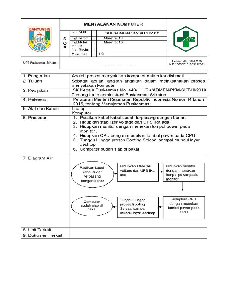SOP Menyalakan Komputer PDF