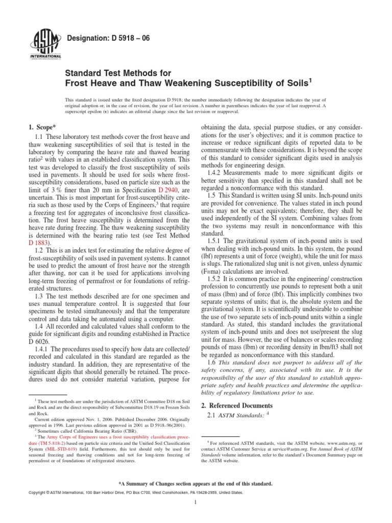 Frost Heave Test Methods for Soils | PDF