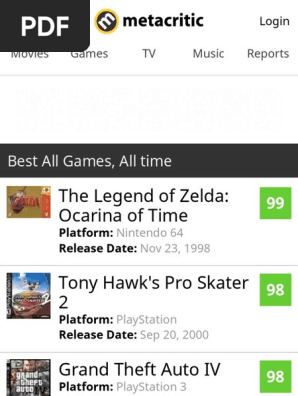 Best Video Games of All Time - Metacritic, PDF, The Legend Of Zelda