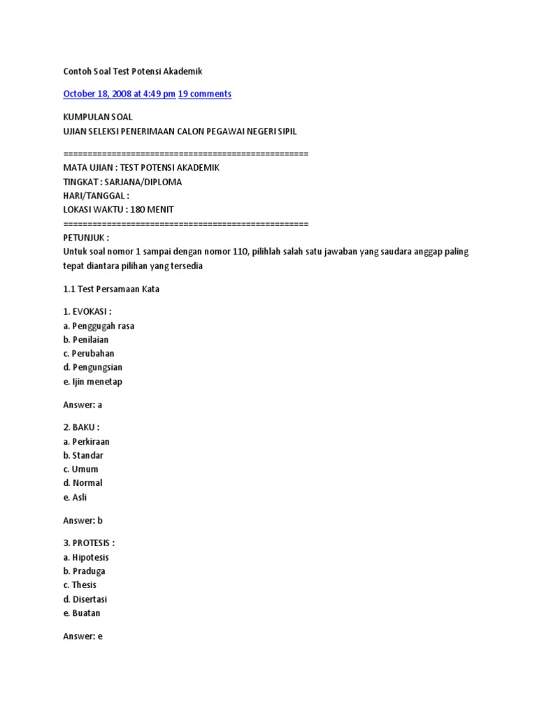 Contoh Soal Psikotes Carrefour
