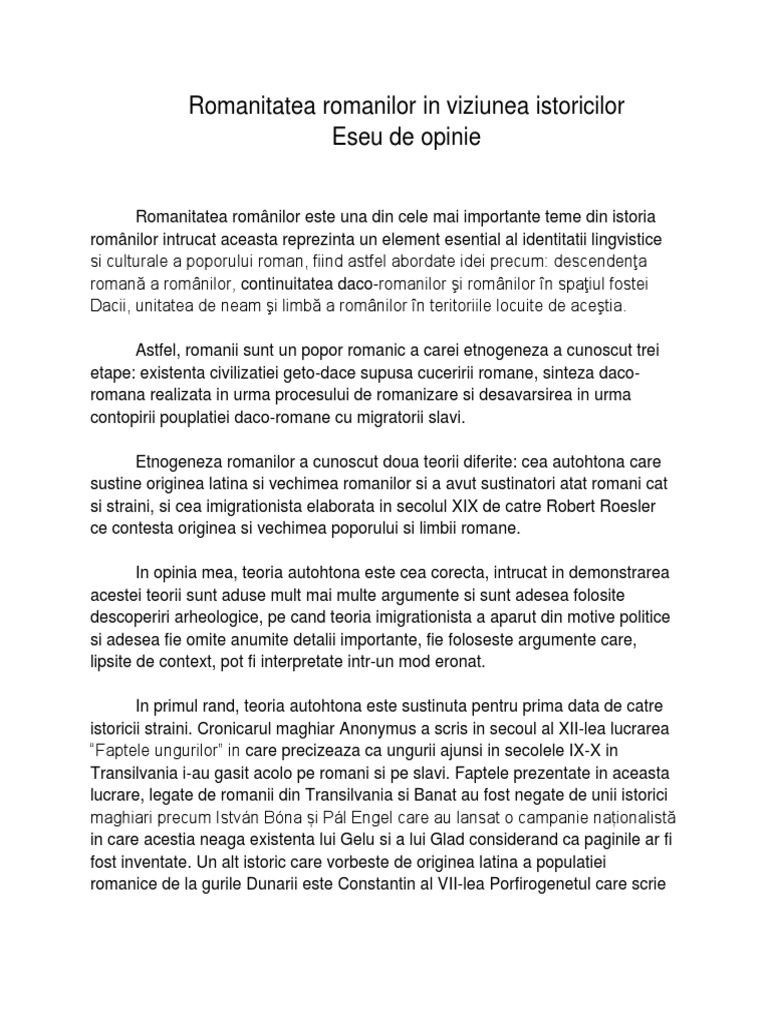 Romanitatea Romanilor In Viziunea Istoricilor Schita Lectiei Romanitatea Romanilor in Viziunea Istoricilor | PDF