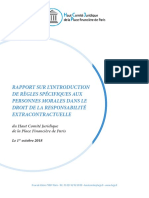 Rapport Sur L'introduction de Règles Spécifiques Aux Personnes Morales Dans Le Droit de La Responsabilité Extracontractuelle