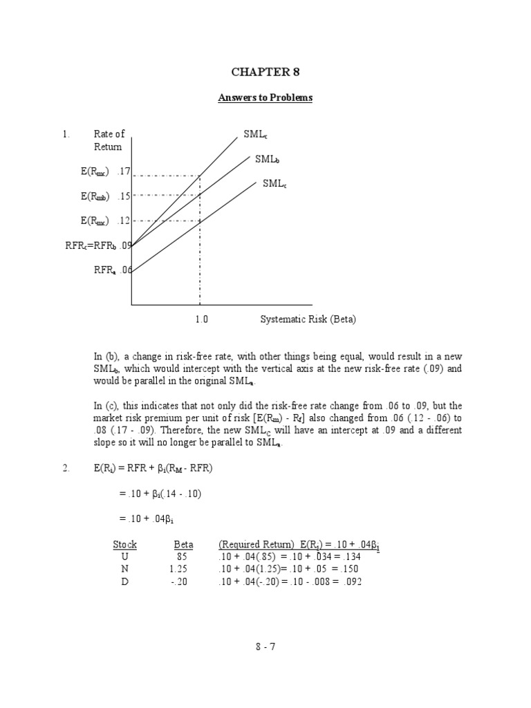 Solution Reilly-Brown Ch-8 | PDF | Beta (Finance) | Capital Asset Pricing  Model