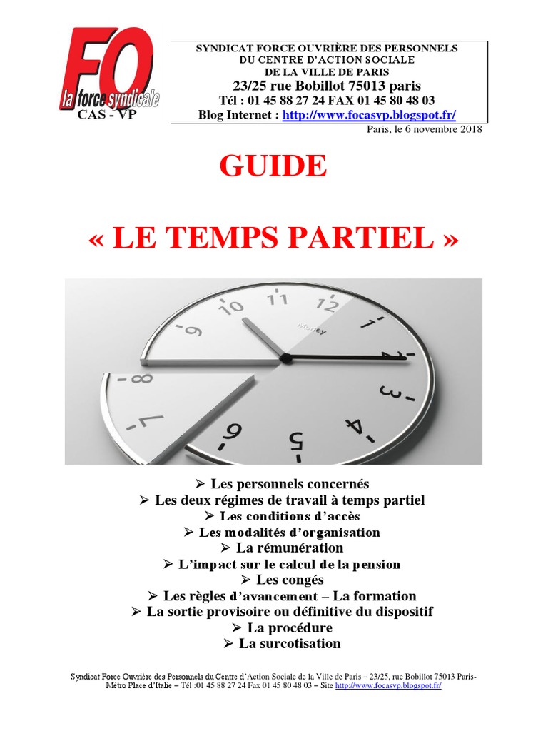 Simulateur Surcotisation Temps Partiel Fonction Publique 2020 Guide FO Le Temps Partiel | PDF | Travail à temps partiel | Retraite