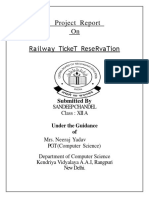 A Project Report On: Railway Ticket Reservation
