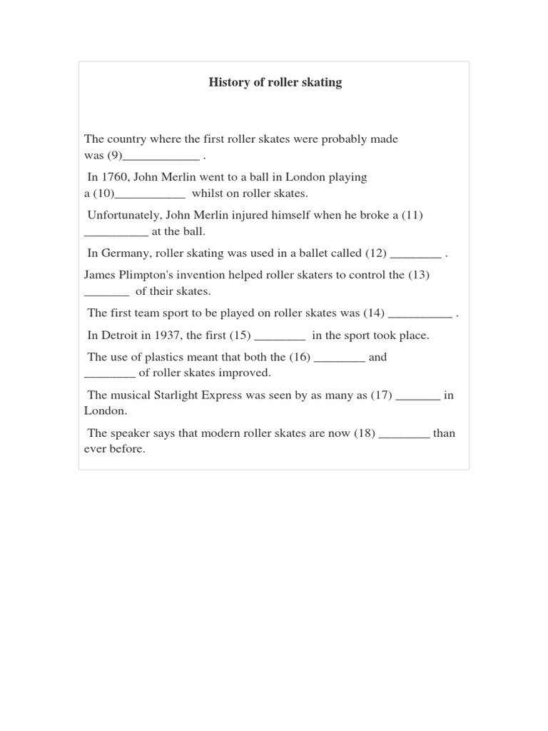 History of Roller Skating PDF
