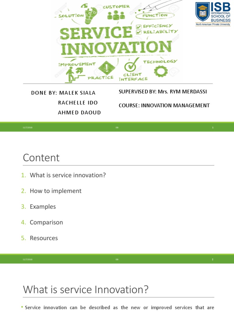 Service Innovation: Definition & Implementation | PDF | Innovation ...