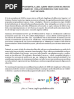Comunicado por la suspensión de la mesa con estudiantes