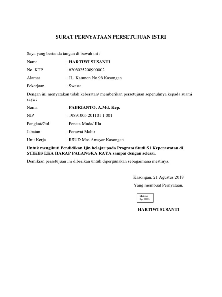 Surat Izin Belajar Suami Istri