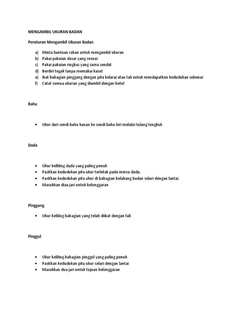 Mengambil Ukuran Badan Pdf