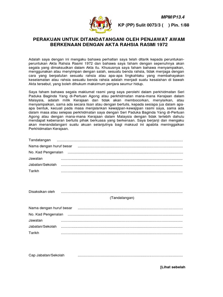 4 MPM-P13.4 Borang Akta 88 | PDF