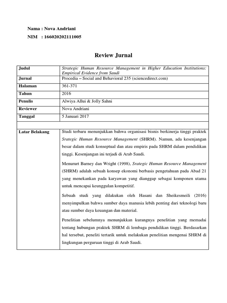 Review Jurnal Sdm