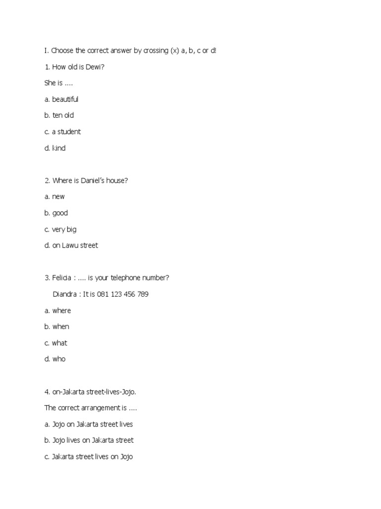 Ulangan Kelas 4 | PDF | Language Arts & Discipline | Home & Garden