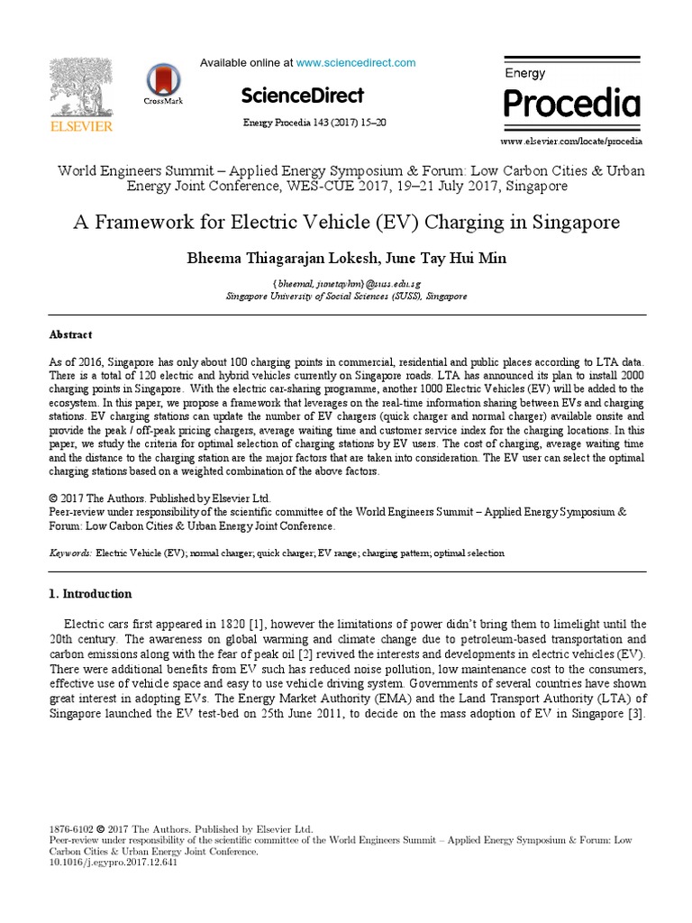 A Framework For Electric Vehicle (EV) Charging in Singapore | PDF ...