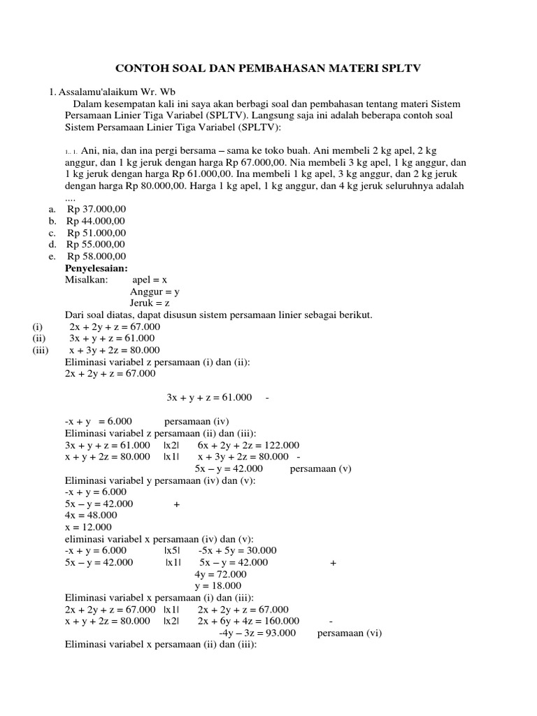 Materi Soal Dan Pembahasan Spltv