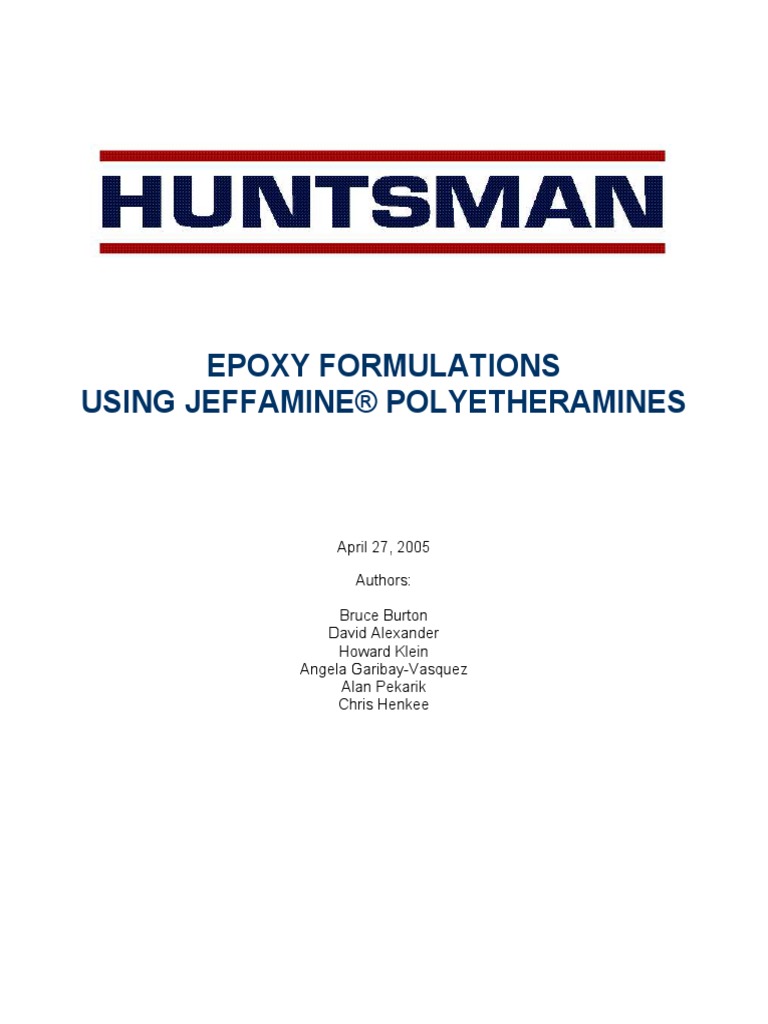 Epoxy Formulations Using Jeffamine Polyetheramines Pdf Epoxy Stoichiometry