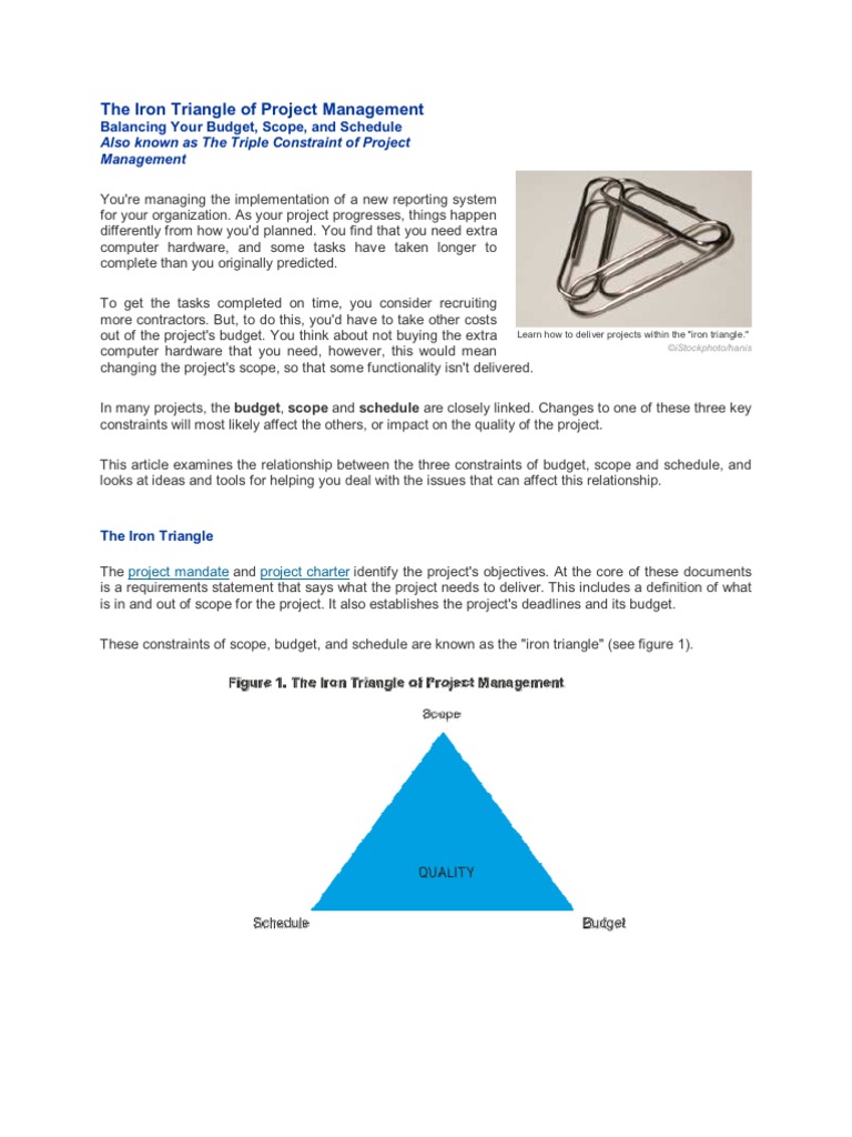 The Iron Triangle of Project Management | PDF | Project Management ...
