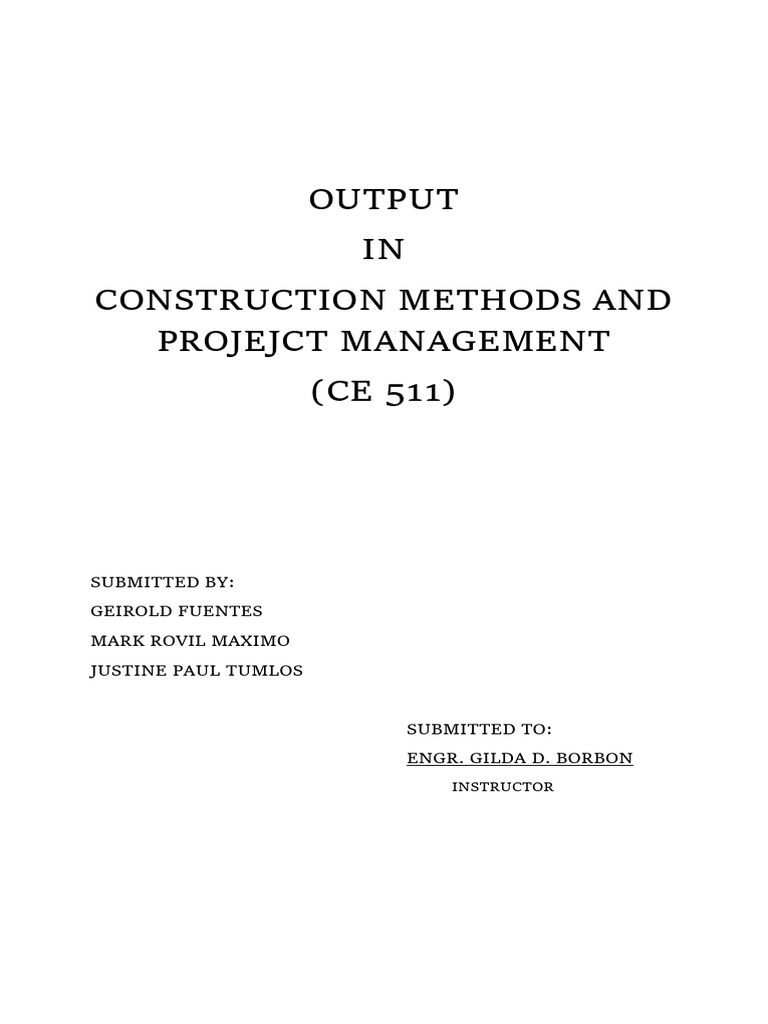 Construction Methods & Project Management | PDF