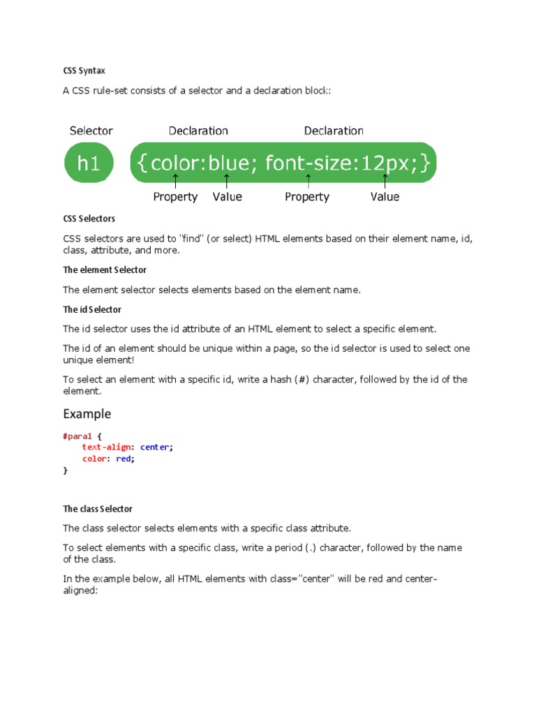 CSS Syntax | PDF | Bootstrap (Front End Framework) | Cascading Style Sheets