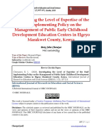 An Investigation Into the Level of Expertise of the Staff in Implementing Policy on the Management of Public Early Childhood Development Education Centres in Elgeyo Marakwet County, Kenya