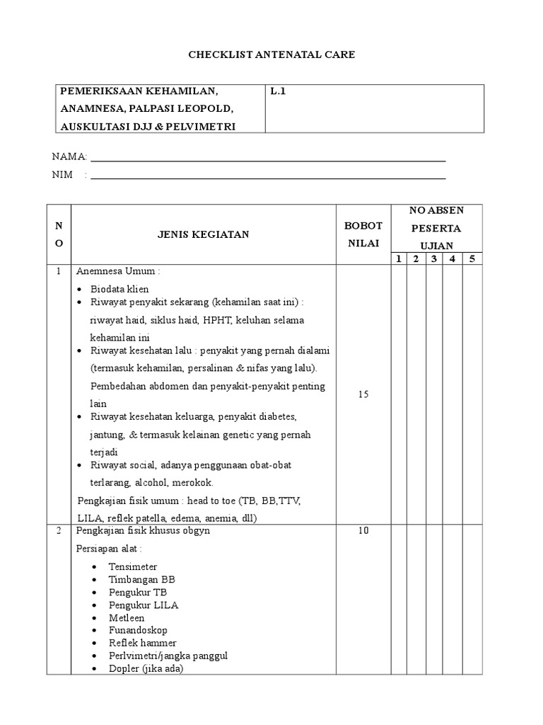 Checklist Anc Fix | PDF