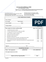 Calculator Approval Form: For Undergraduate Studies