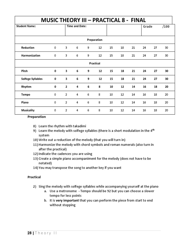 Music Theory III Final Practical Guide | PDF