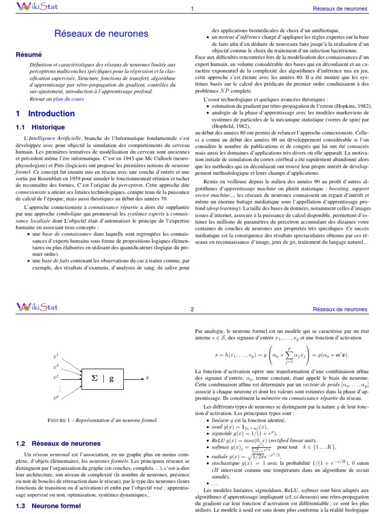 Fonction d'activation des neurones | PDF | Réseau de neurones ...