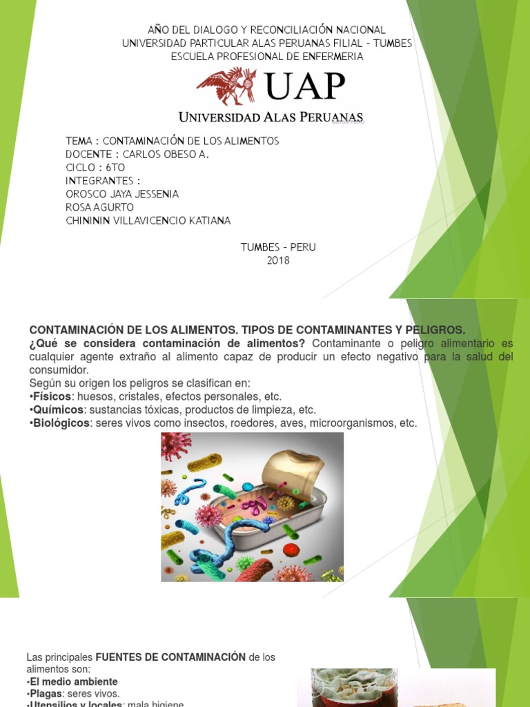 Tipos y fuentes de contaminación alimentaria | PDF | Alimentos ...