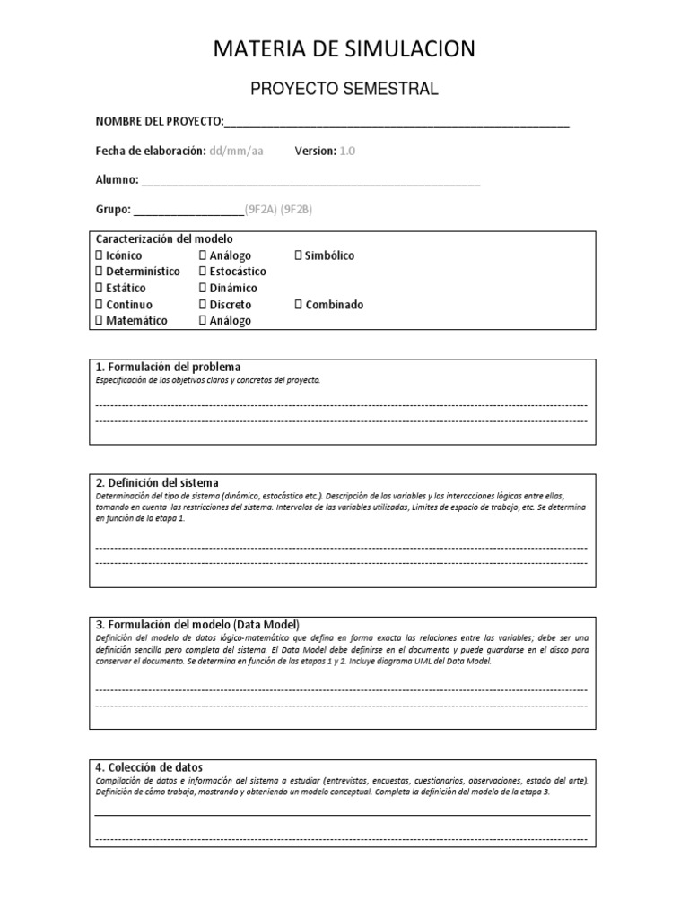 Formato Pasos para Un Proyecto | PDF | Simulación | Programa de computadora