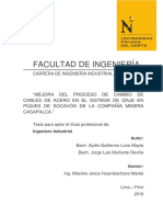 Mejora proceso cambio cables acero sistema izaje mina Casapalca