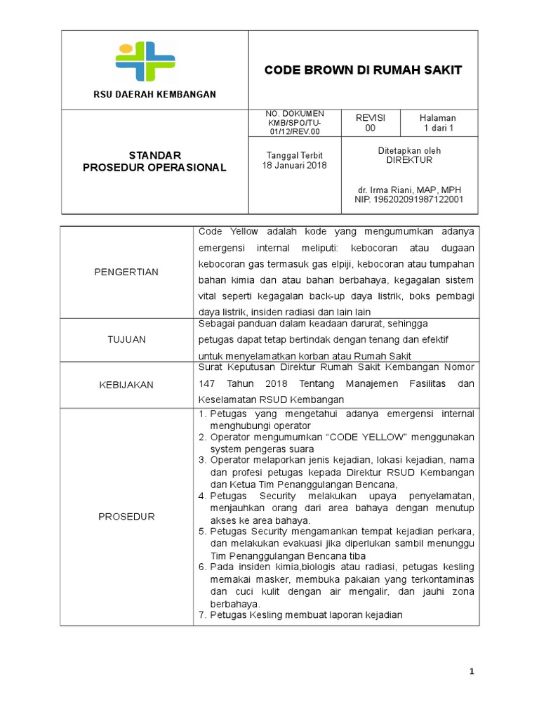 Prosedur Code Brown Rumah Sakit | PDF