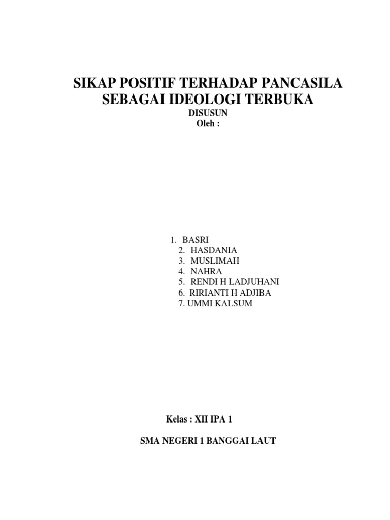 Makalah Sikap Positif Terhadap Pancasila Pdf