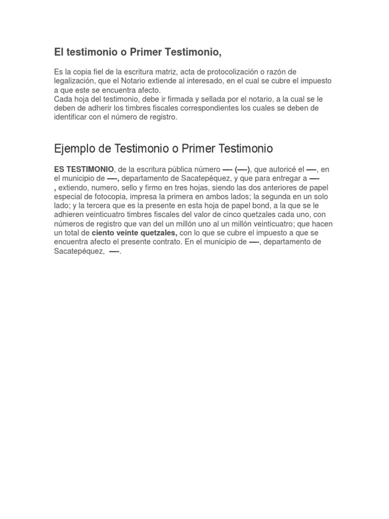 El Testimonio o Primer Testimonio | PDF