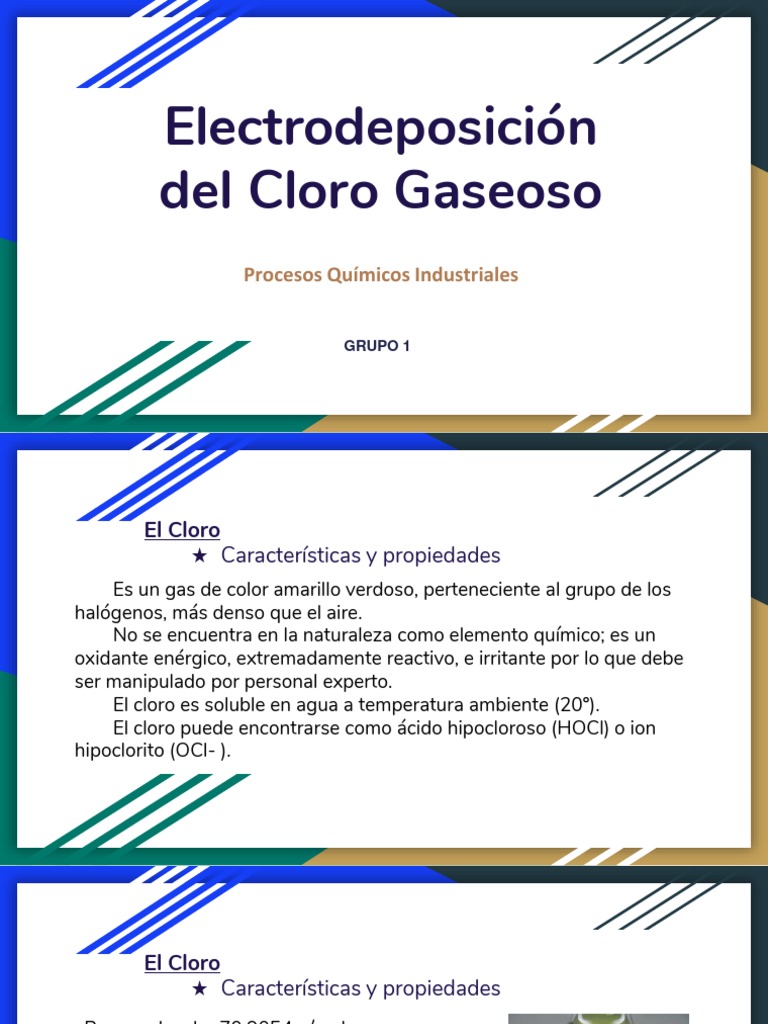 electrodeposicion del cloro gaseoso Cloro Electrodo