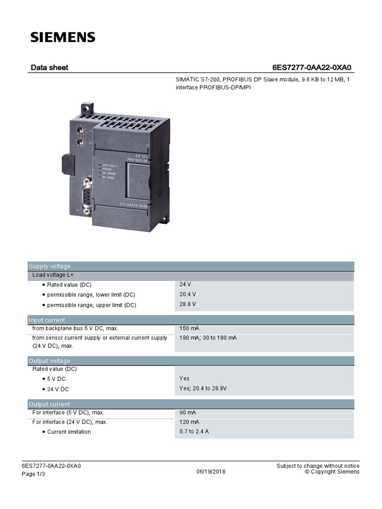 6ES72770AA220XA0 Datasheet en PDF | PDF | Bit Rate | Power Supply