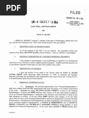 Paul Allen last will and testament